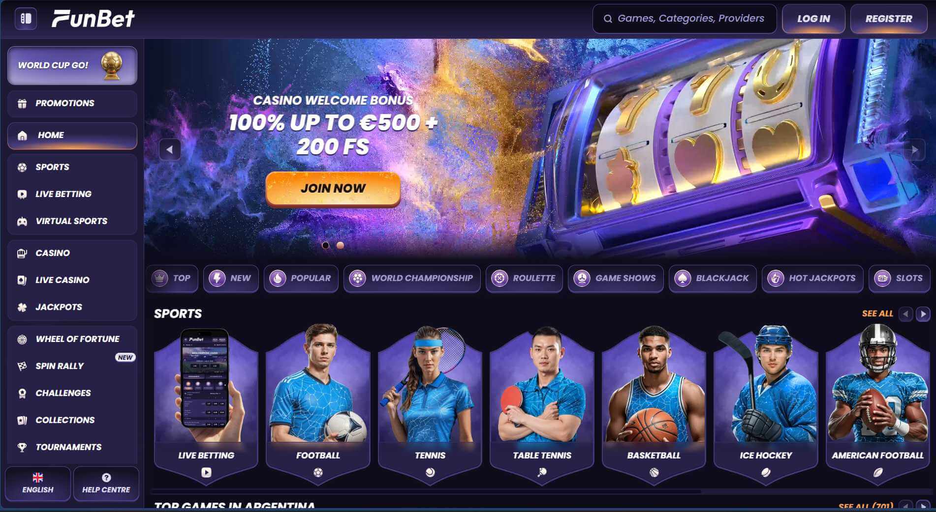 FunBet website screenshot